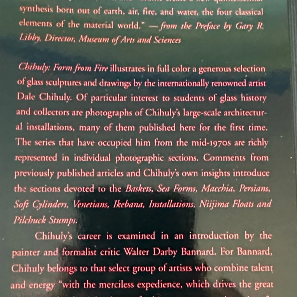 Chihuly “Form From Fire “ Glass Artist Art Book Stunning Photos
